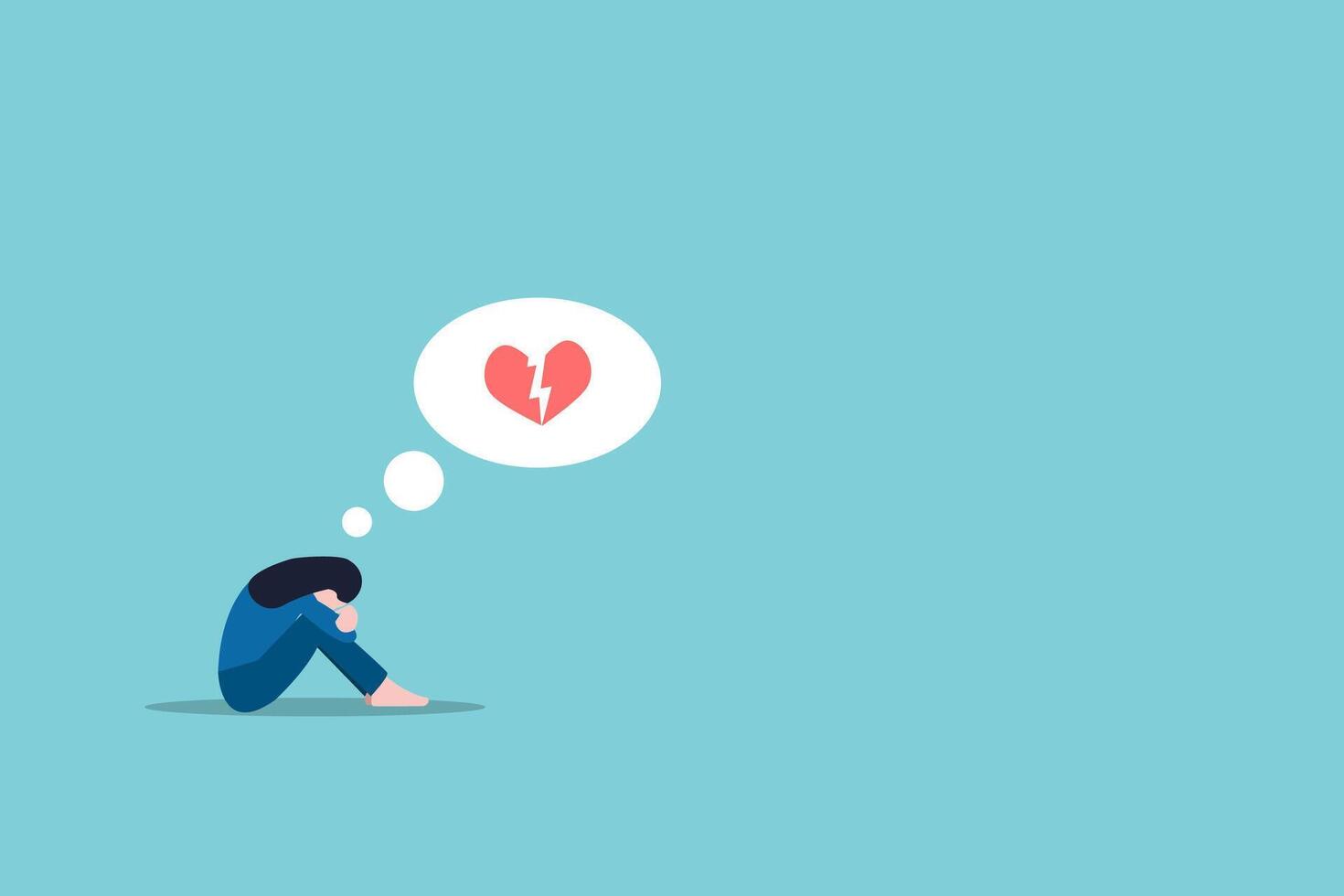 Heartbroken woman sitting on floor and alone. Ending relationship and sorrow concept. vector