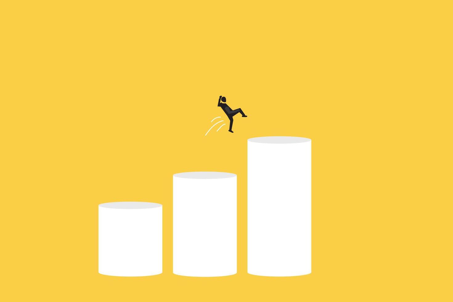businessman big jump to reach the top, success concept. economy, business opportunity or investment forecast concept. vector