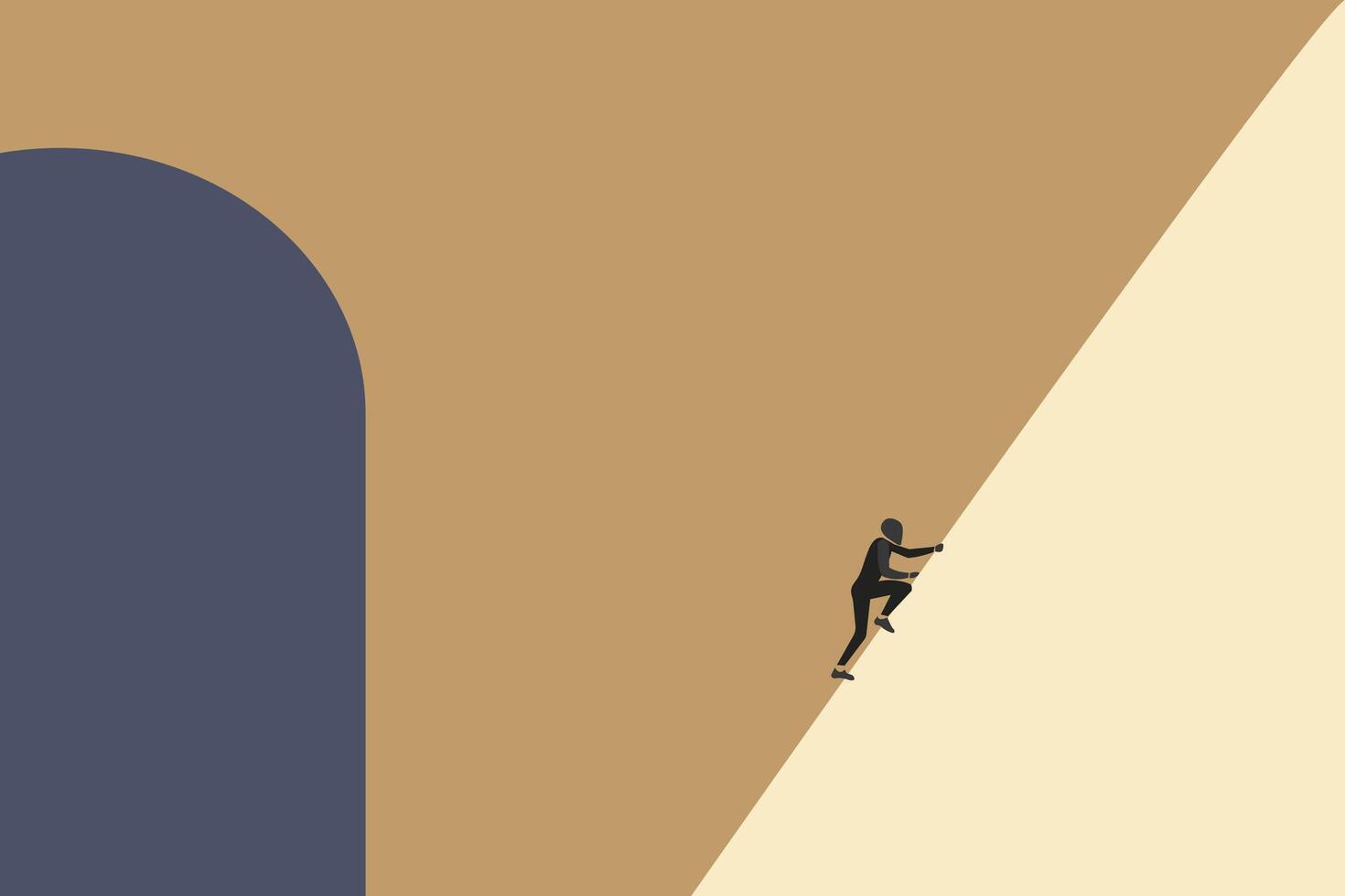 Businessman climbing the path for the career decision for climbing corporate ladder. Symbol of growth, ambition. vector