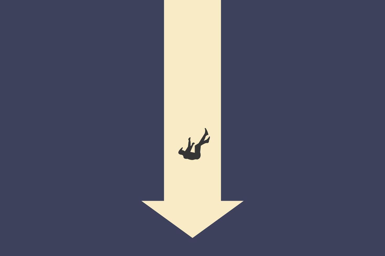 Business and financial crisis concept with businessman falling down the hole. Symbol of market crash, recession, risk, bankruptcy and loss. Eps10 illustration. 3 vector