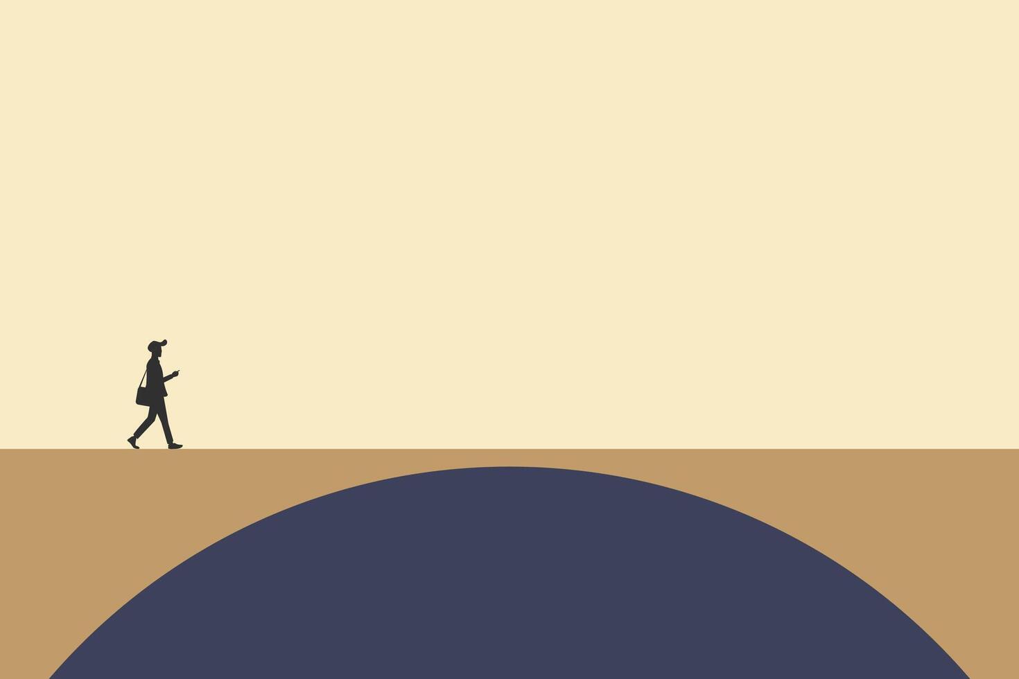 Businessman walking on the bridge. concept of future, Business risk and success. vector