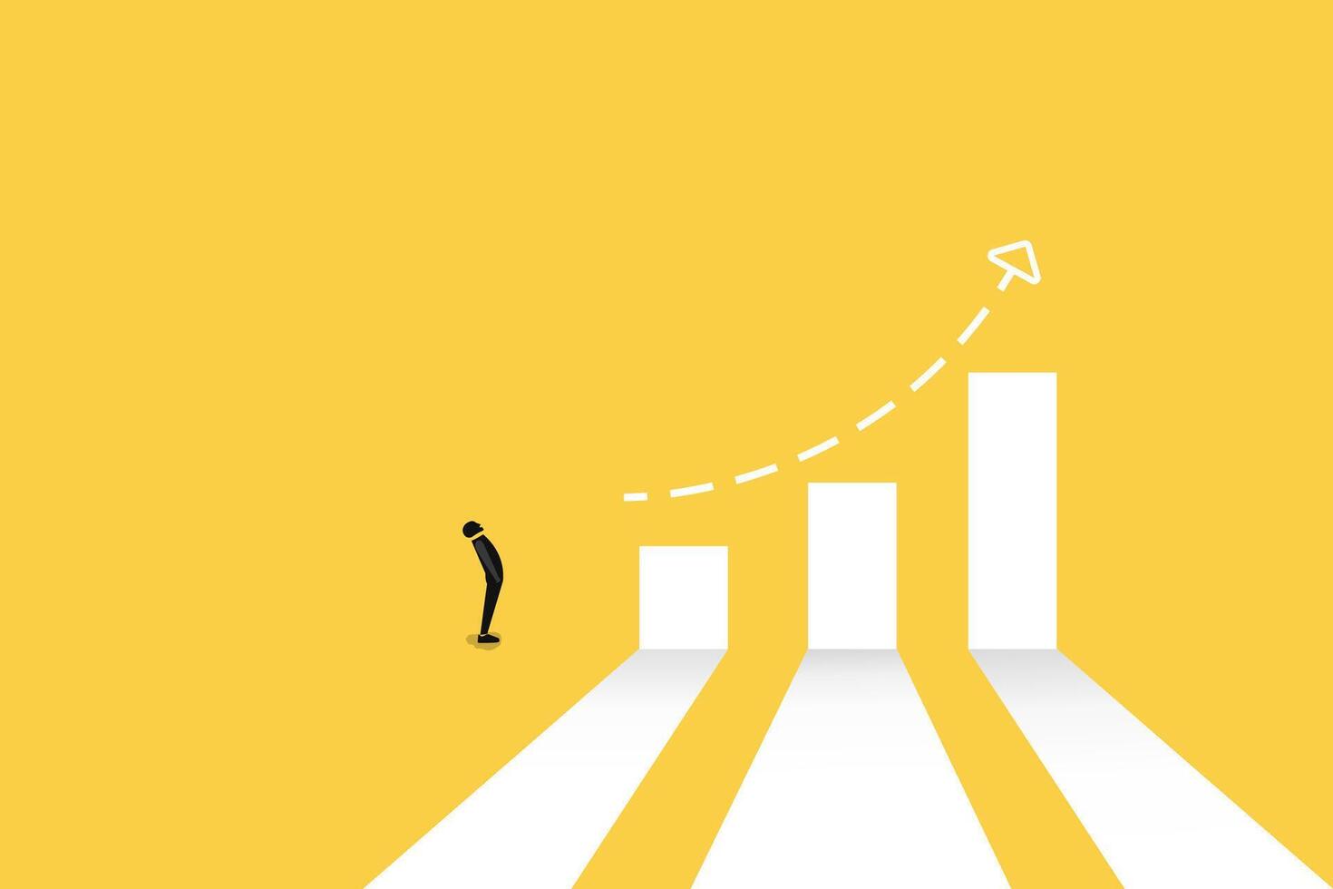 busniness man looking at bars. Financial market growth. The concept of success, financial growth, profit.Career or investment opportunity symbol. Financial market, stock exchange. vector