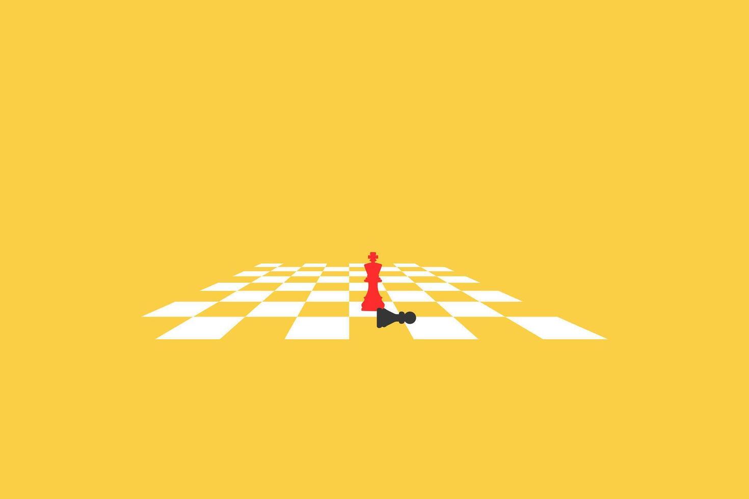 red king knocking down pawn on chess board game. concept of business strategy and win competition vector