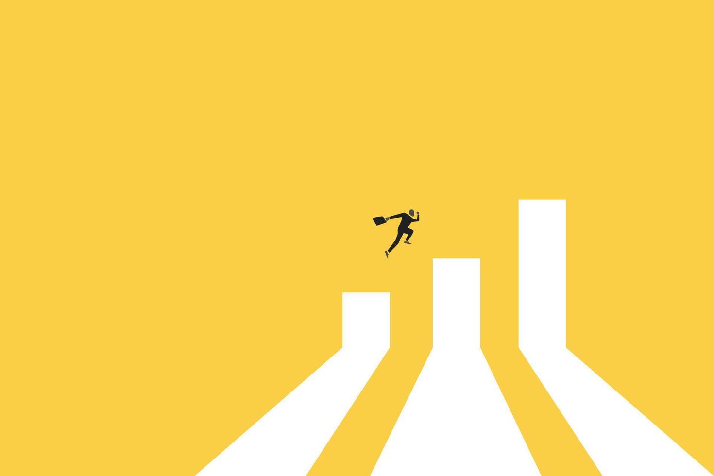 Businessman running and jumping on bar chart. concept of Business growth, increase earning and profit. vector