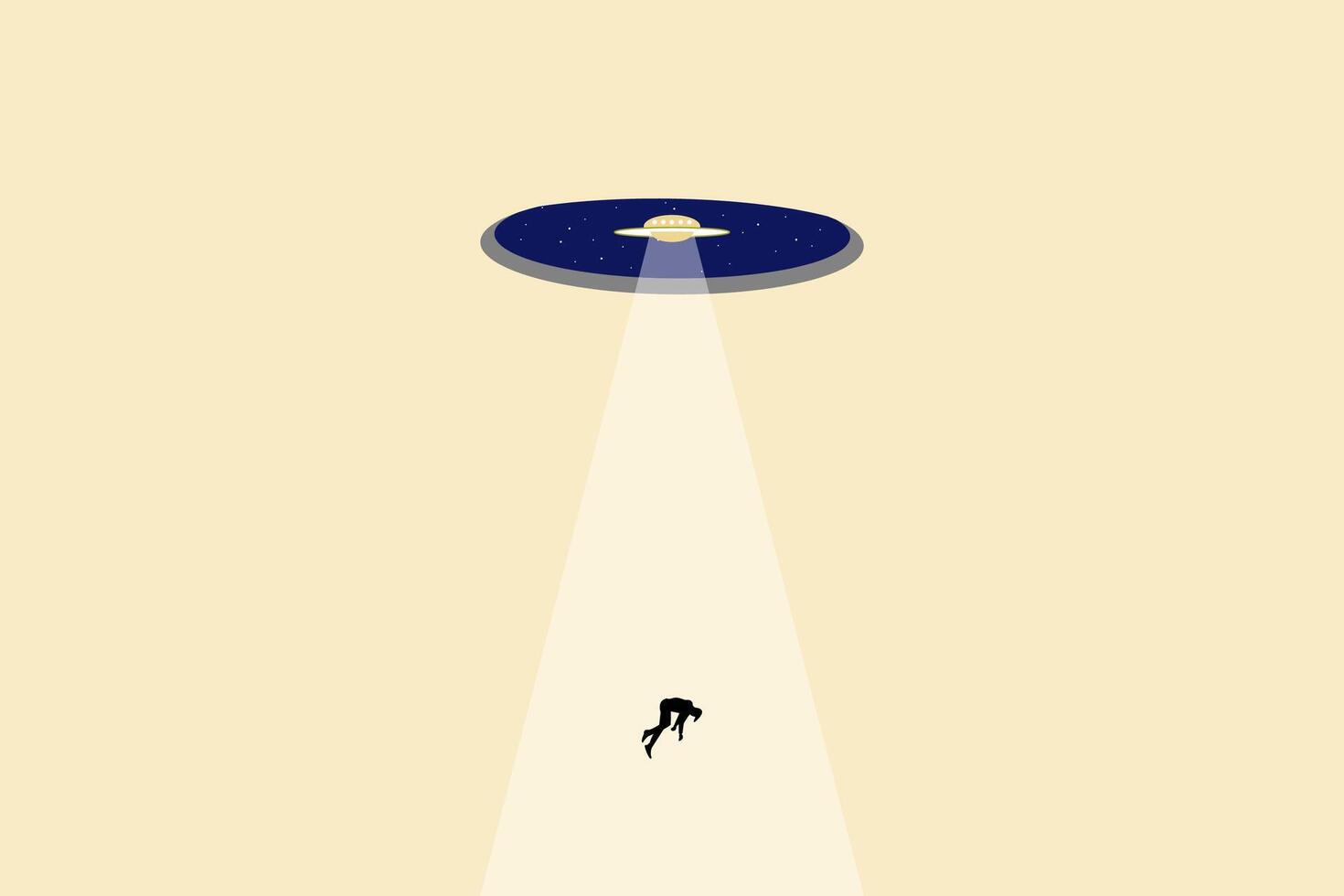 Business hiring and recruitment concept with ufo choose person. Symbol of vacancies, job offers, career development. Eps10 illustration vector