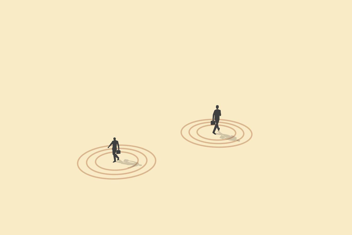 Business dispute or disagreement concept with two businessman walking away from each other. Symbol of miscommunication, conflict, argument. vector
