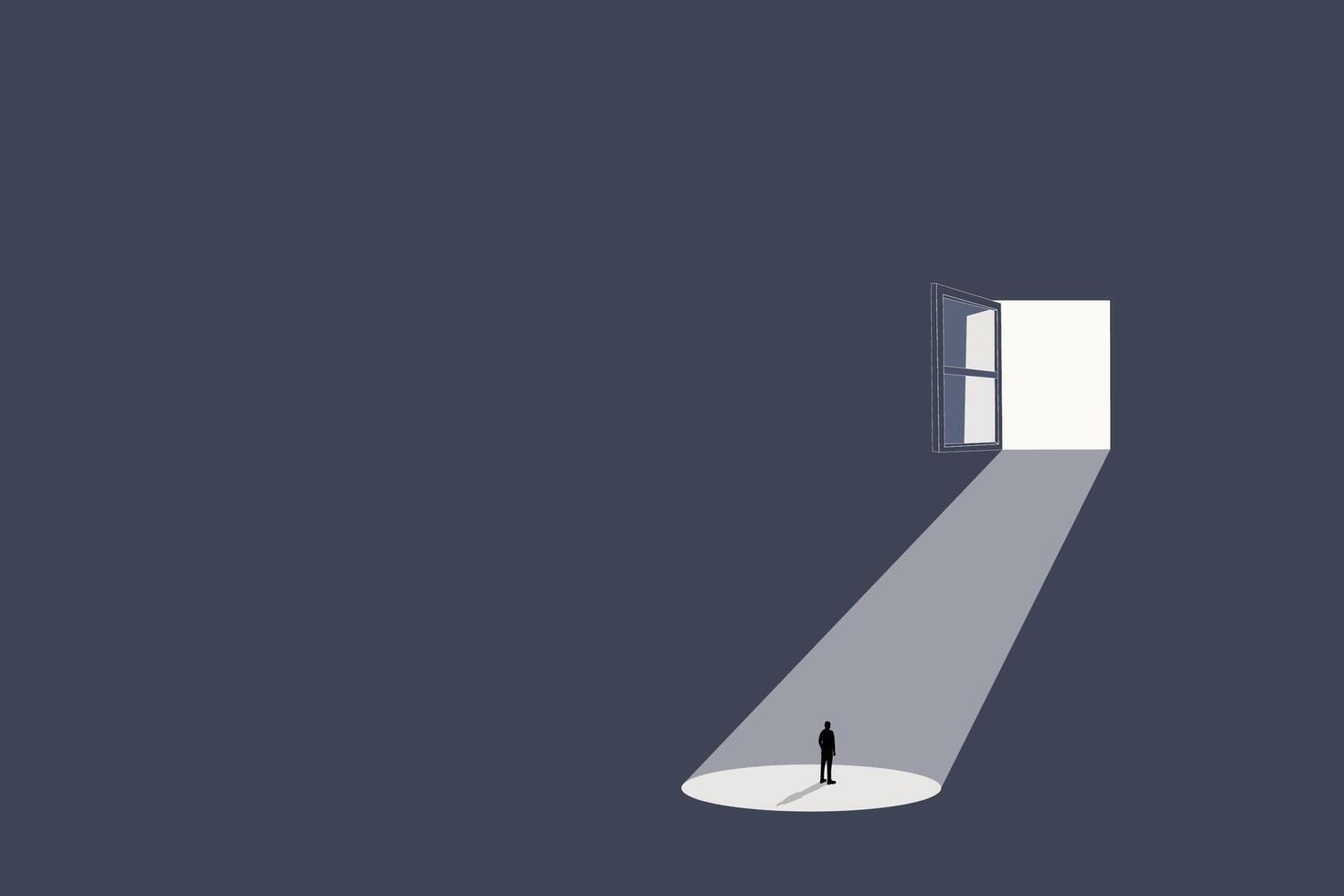 Business recruitment or hiring concept. Looking for talent. Business man standing in spotlight or searchlight looking for new career opportunities. Eps10 illustration. vector
