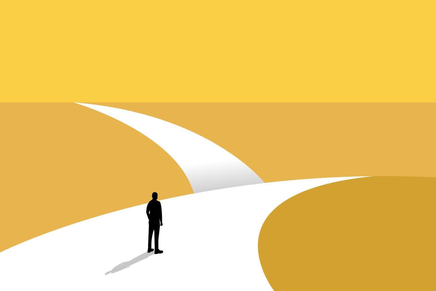 Business man follow a path for business opportunities. visionary leadership different business routes. Symbol of ambition, motivation and long road ahead. vector