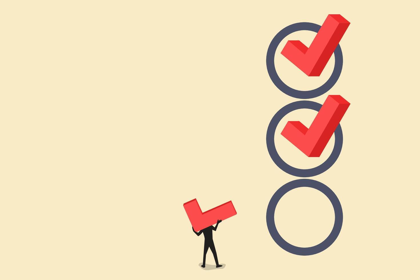Project tracking, goal tracker, task completion or checklist to remind project progress concept, businessman project manager holding big check to completed tasks in project management time line. vector