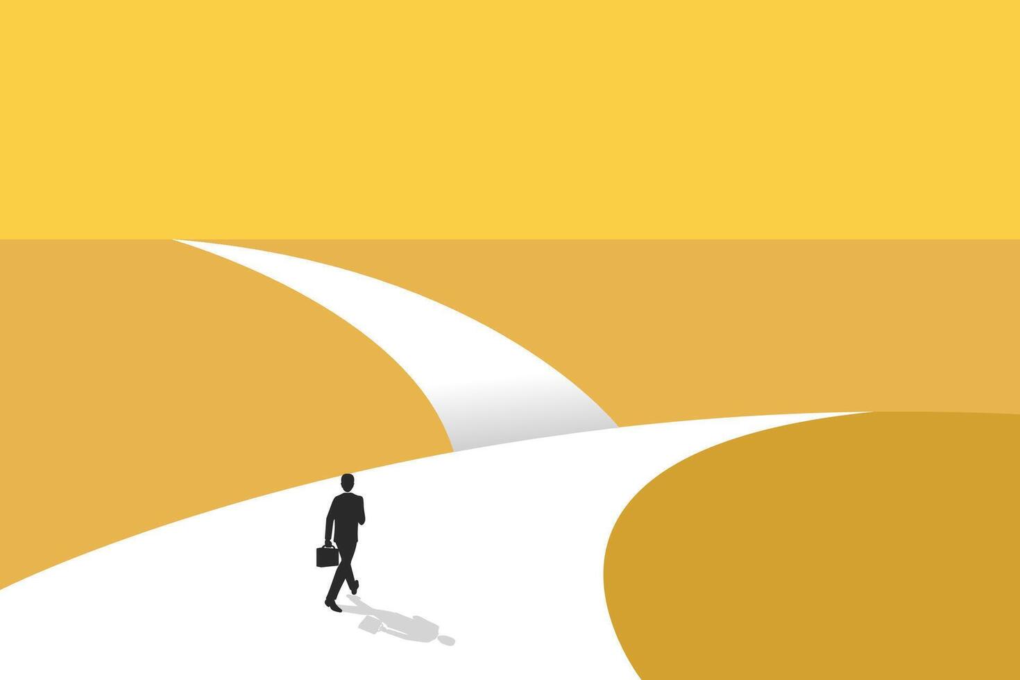 Business man follow a path for business opportunities. visionary leadership different business routes. Symbol of ambition, motivation and long road ahead. vector