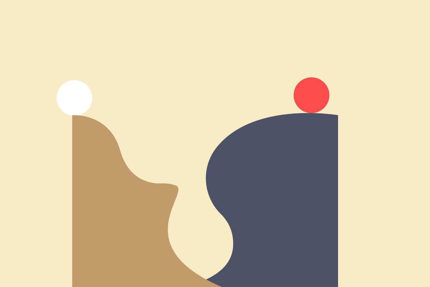 white ball and red ball on top. concept of gender gap or business inequality concept. Business career challenge symbol. Eps10 illustration. vector
