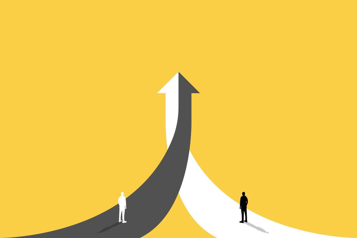 Businessman follow a arrows for business opportunities. visionary leadership different business routes but same destination. Symbol of ambition, motivation and long road ahead. vector