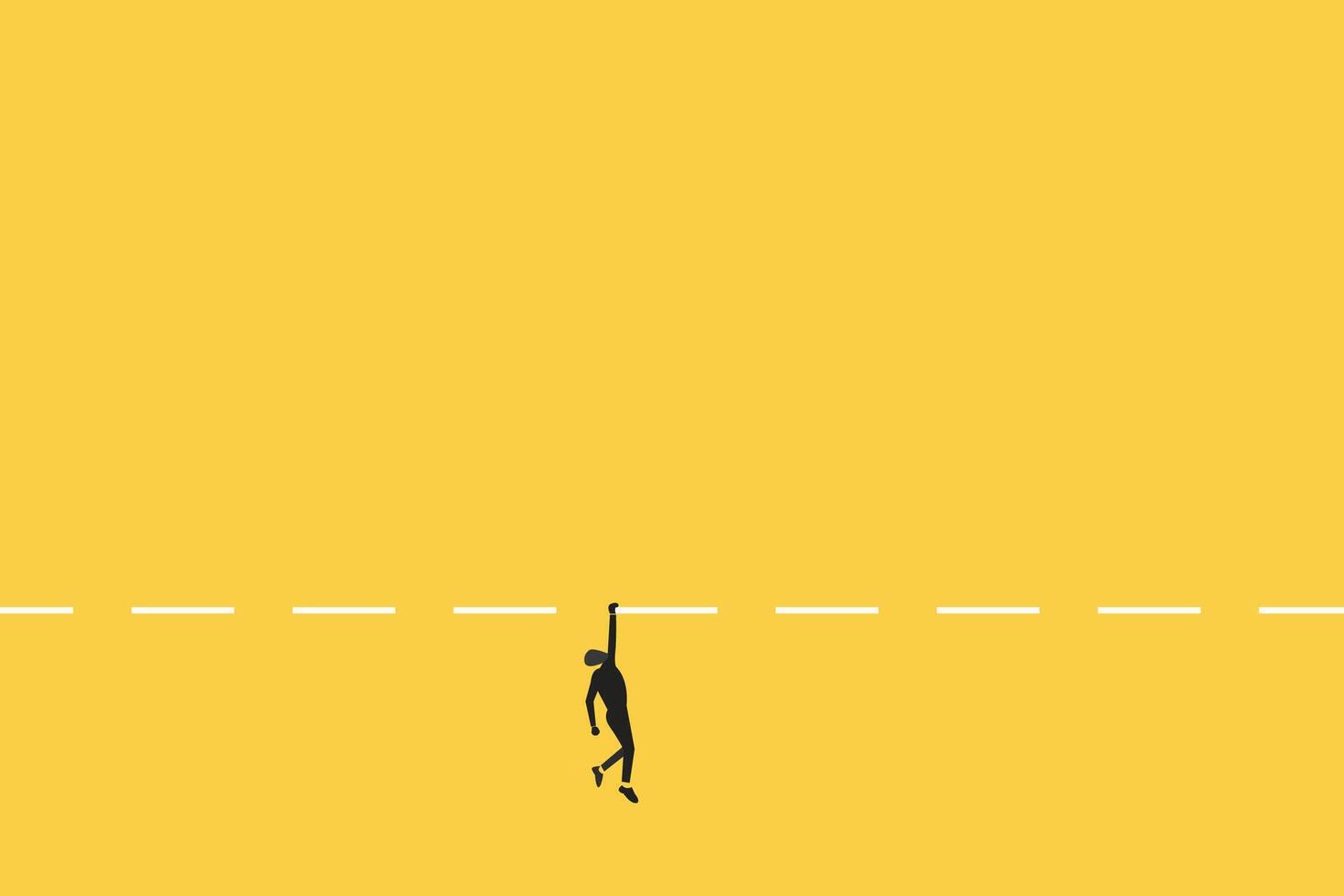 Business man hanging the line concept for business problem. visionary leadership different business routes. Symbol of ambition, motivation. vector
