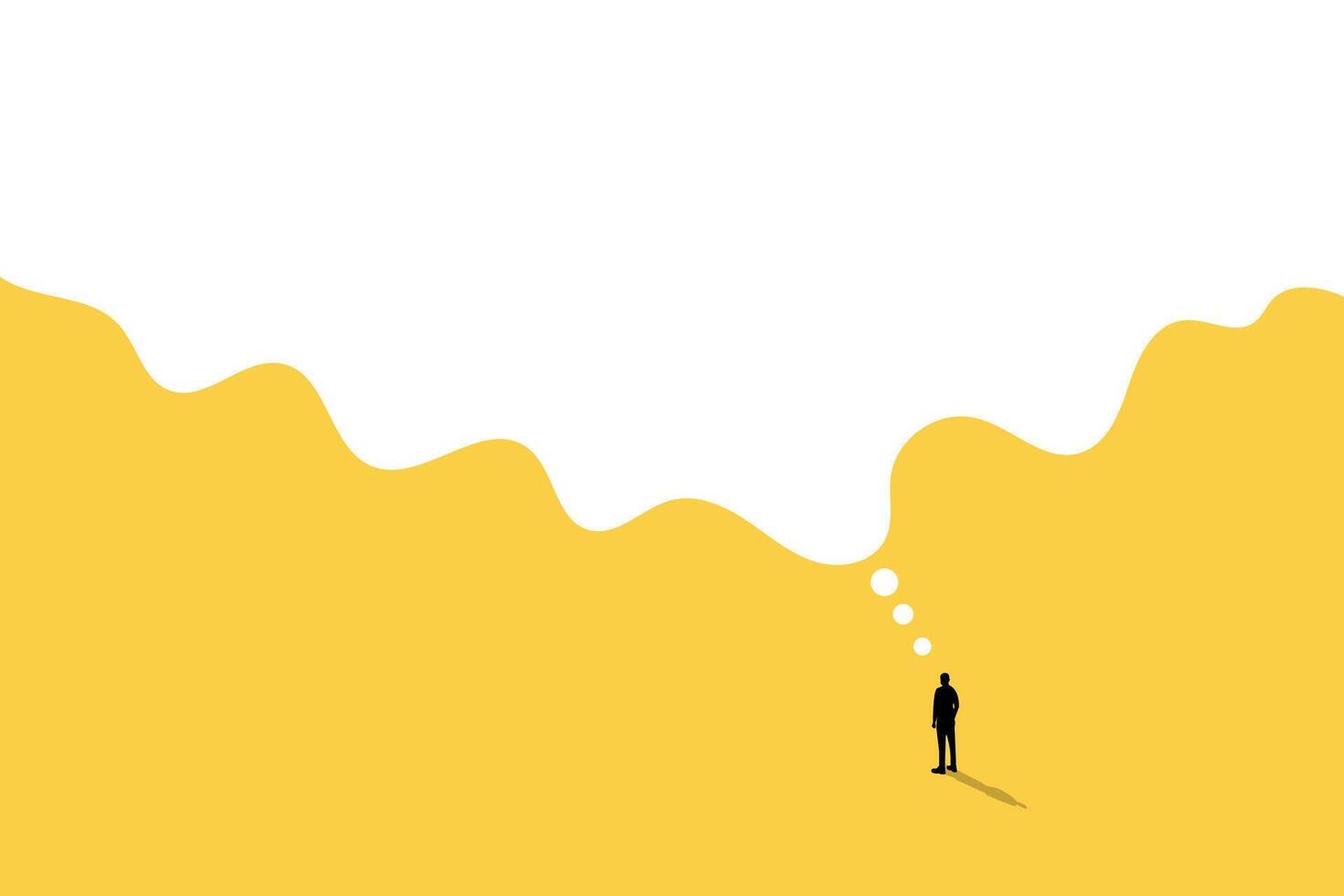 businessman standing while thinking future with big bubble. concept of Think idea ambition to success, dream, problem solve, imagination or creativity. vector