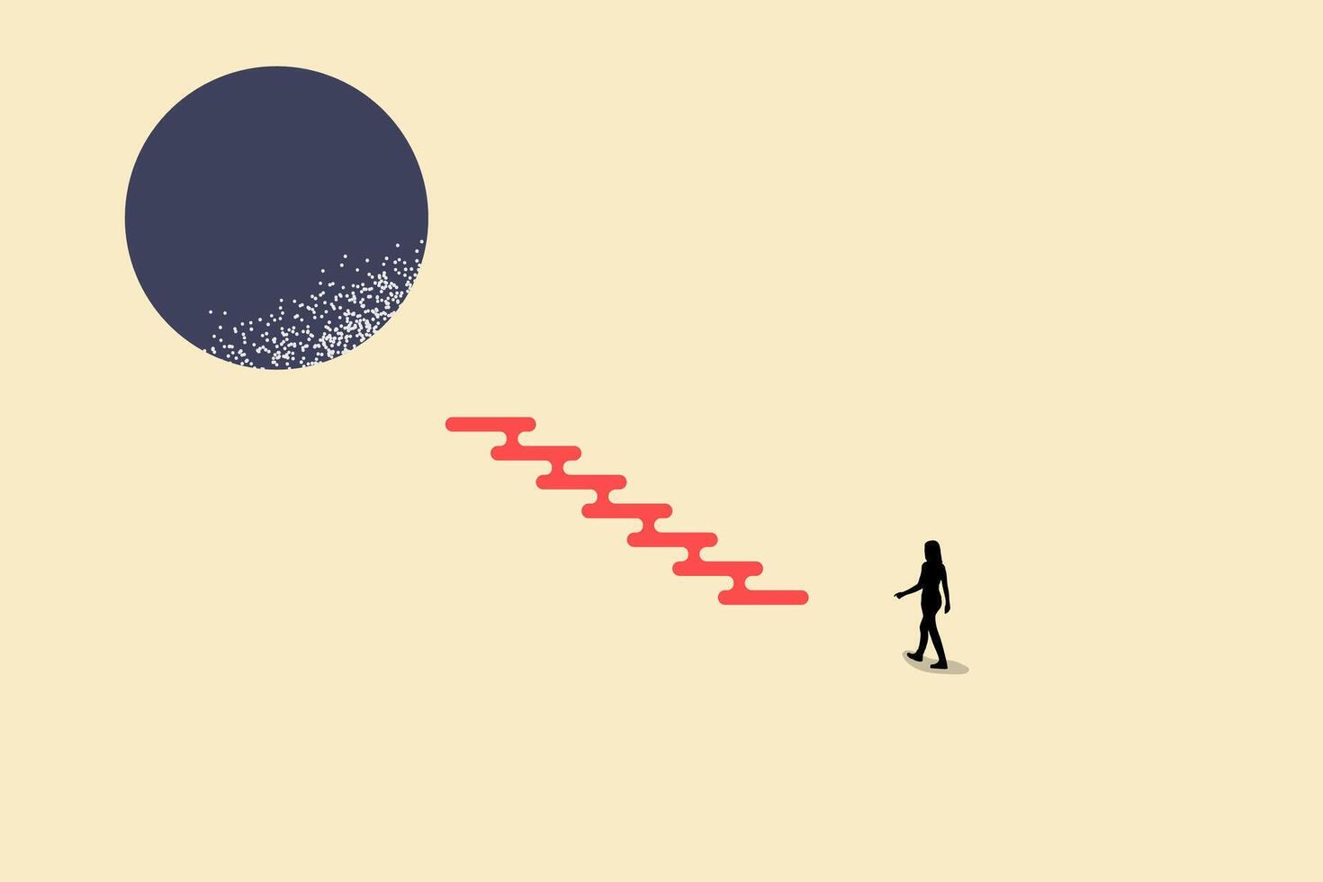 Business woman walking to the stairs. concept of growth, promotion, opportunity and Business success. vector