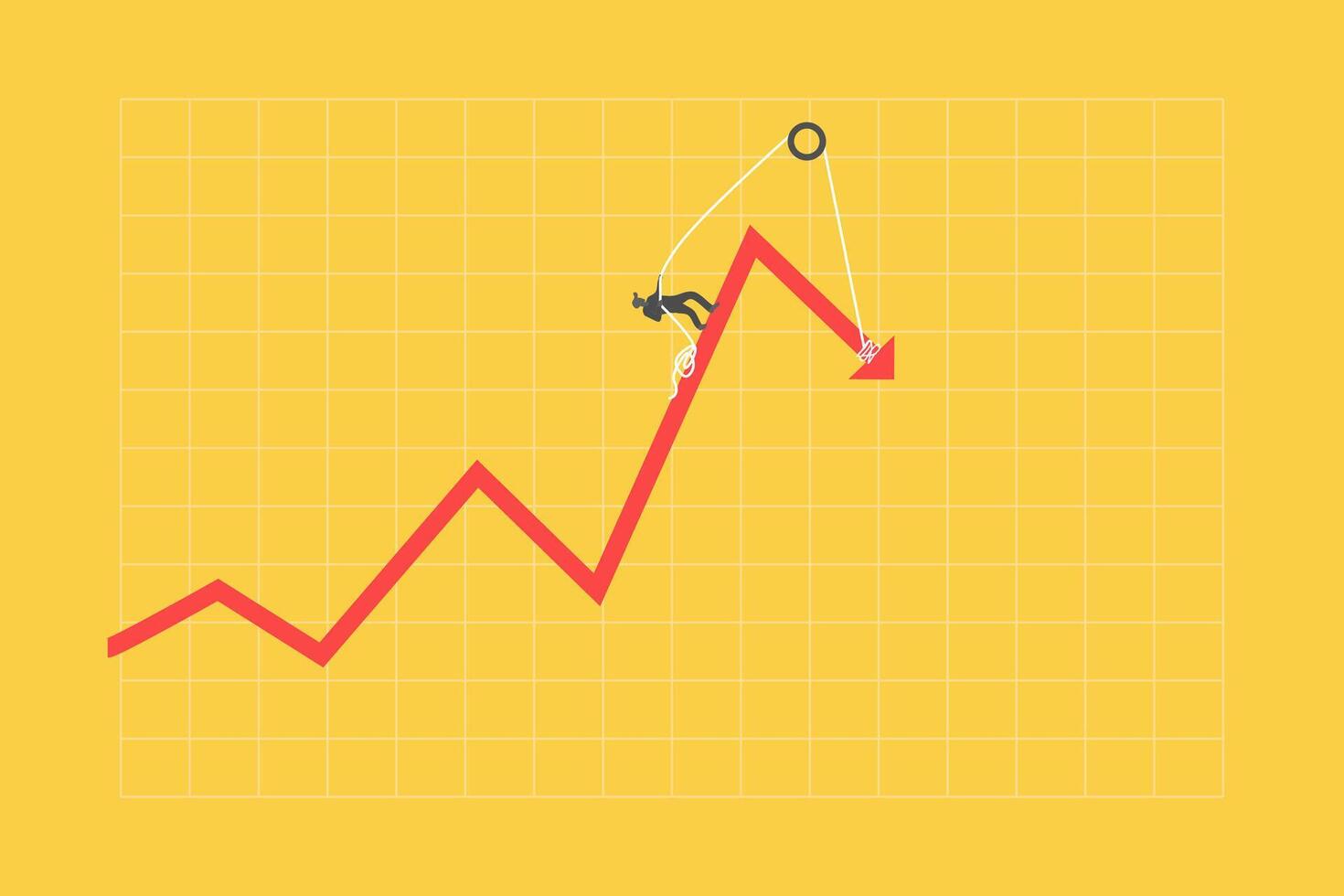 Increase interest rates. Businessman pulling arrow rising up graph market. finance and investment vector