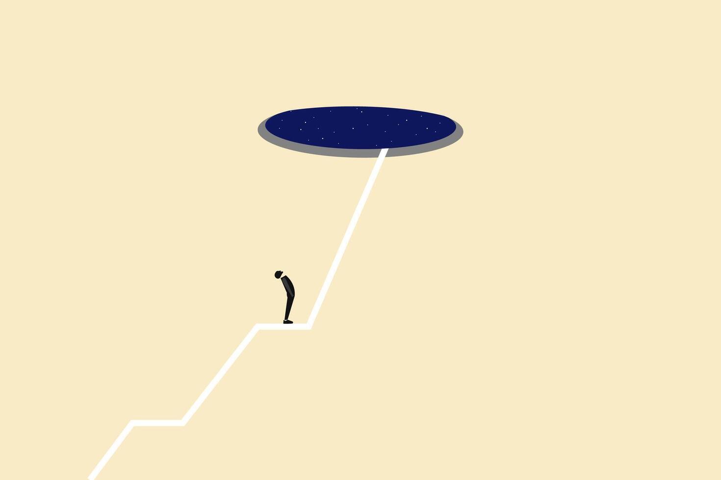 Businessman follow a path to sky for business opportunities. concept of growth, success and career. vector