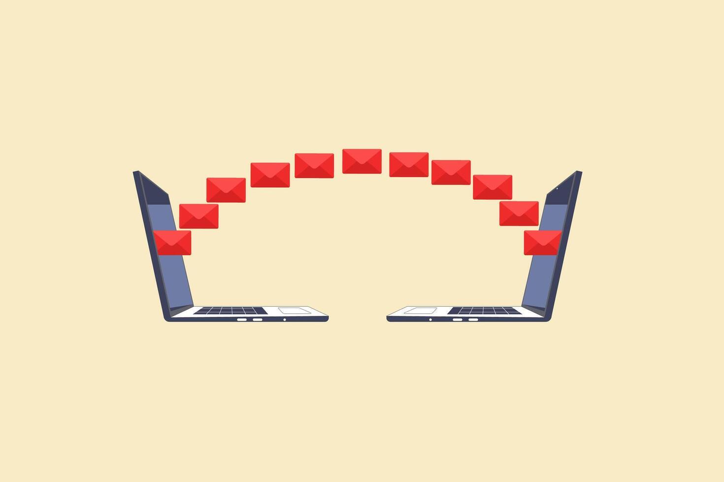 Transfer file of data between devices. Transmission of documents between two computer. concept of Backup of information, Document pc migration, network laptop file sharing. vector