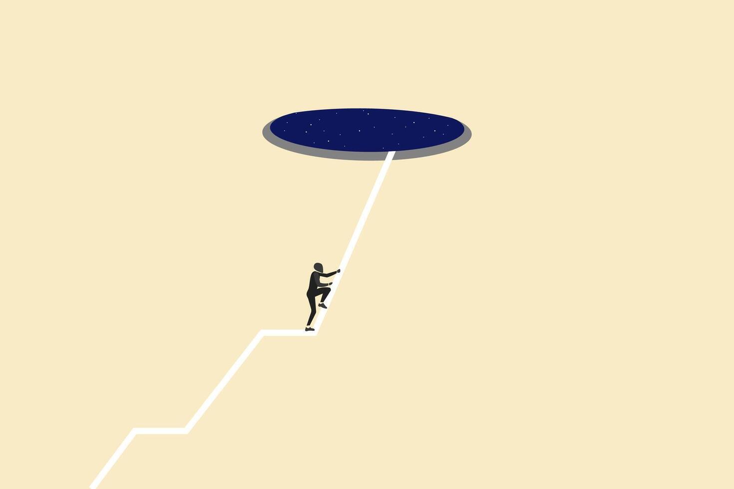 Businessman climb a path to sky for business opportunities. concept of growth, success and career. vector