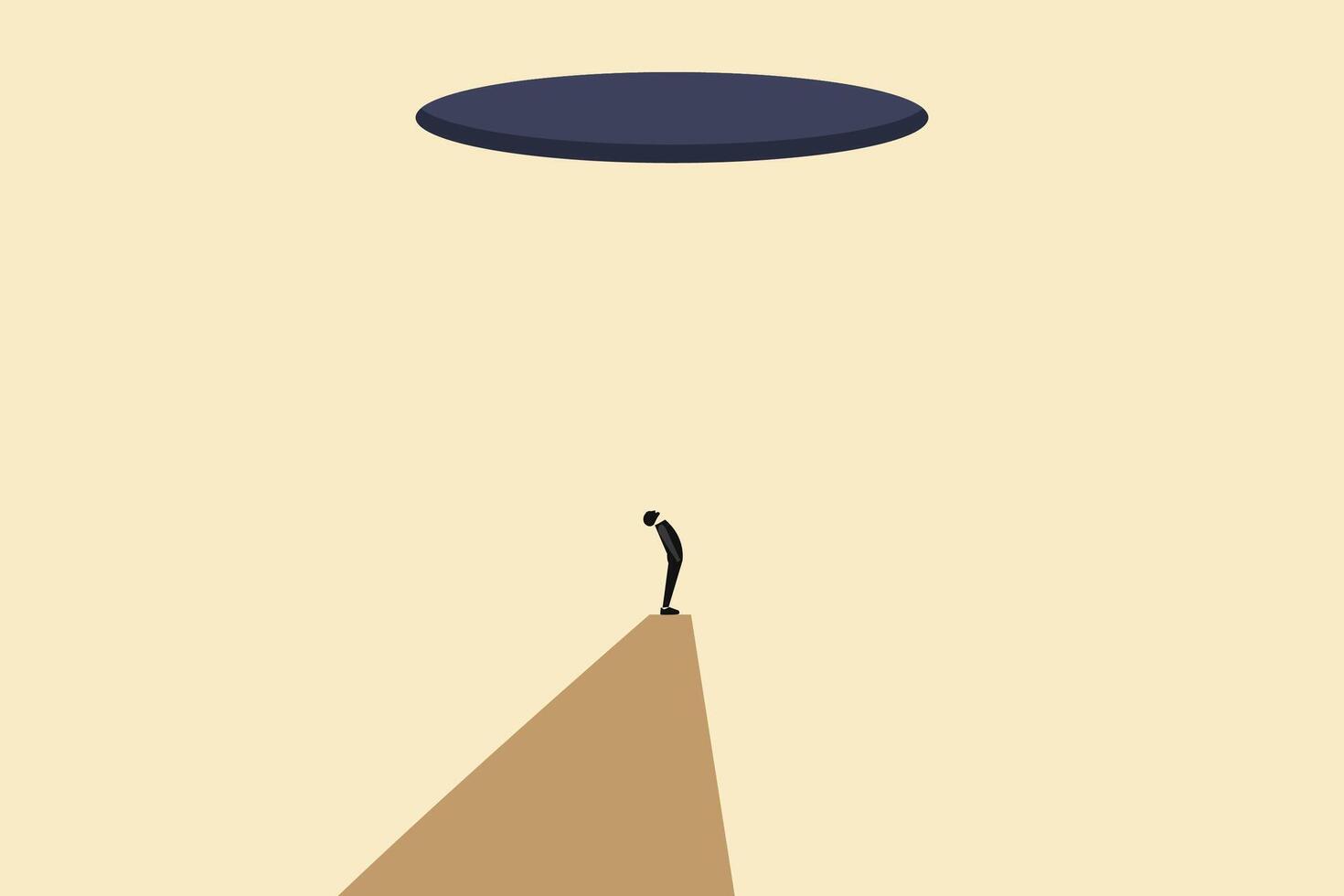 businessman looking up hole finding a way to get out. vector