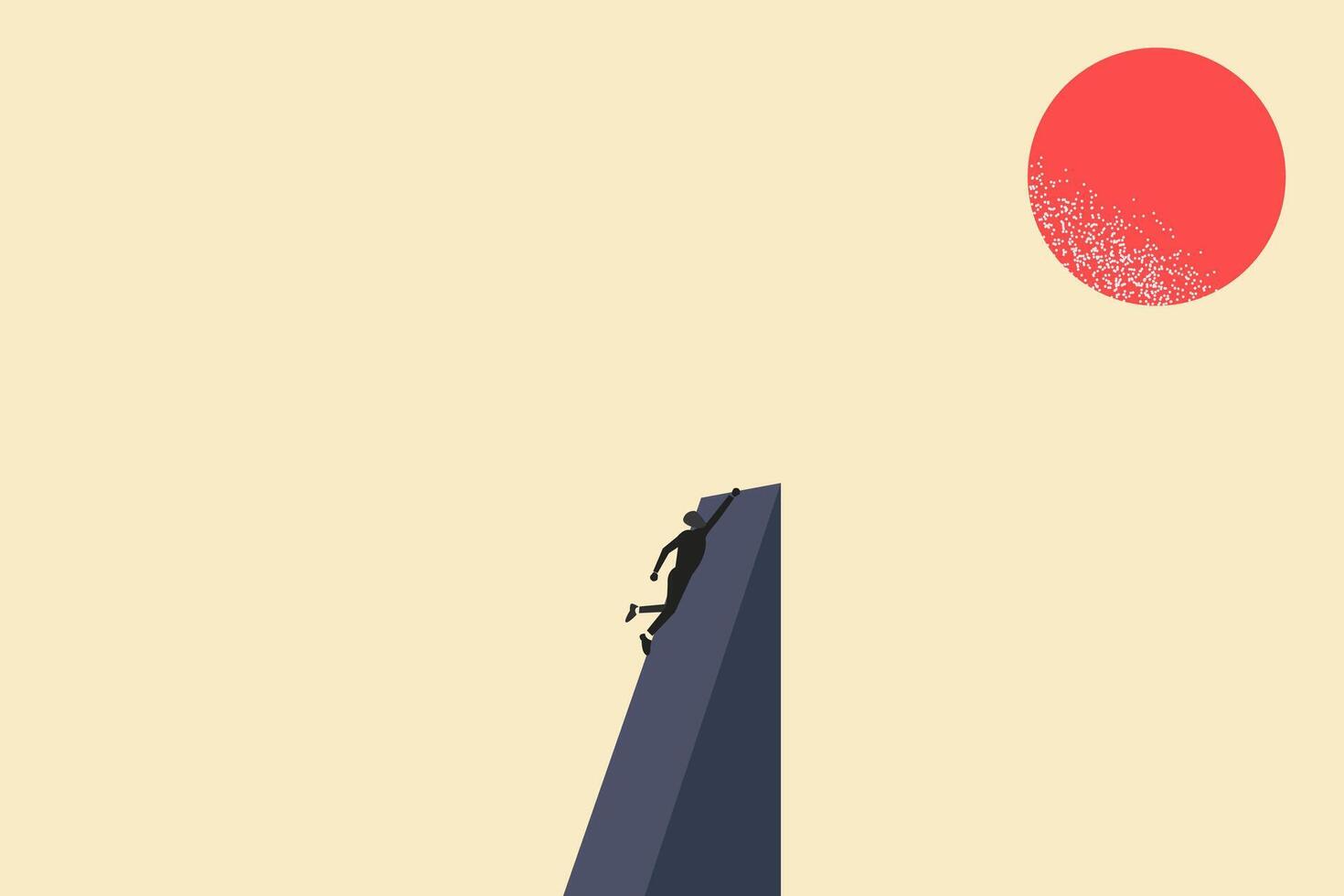 Businessman climbing for the career decision for climbing corporate ladder. Symbol of growth, ambition. vector