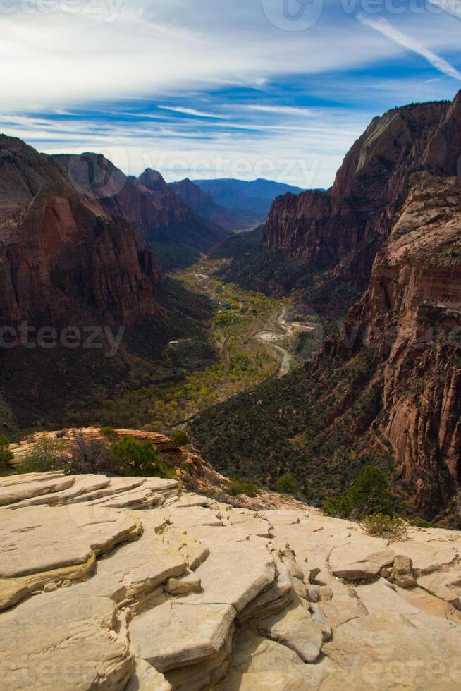 Zion National Park in Utah, view from Angels Landing. Vertical. photo