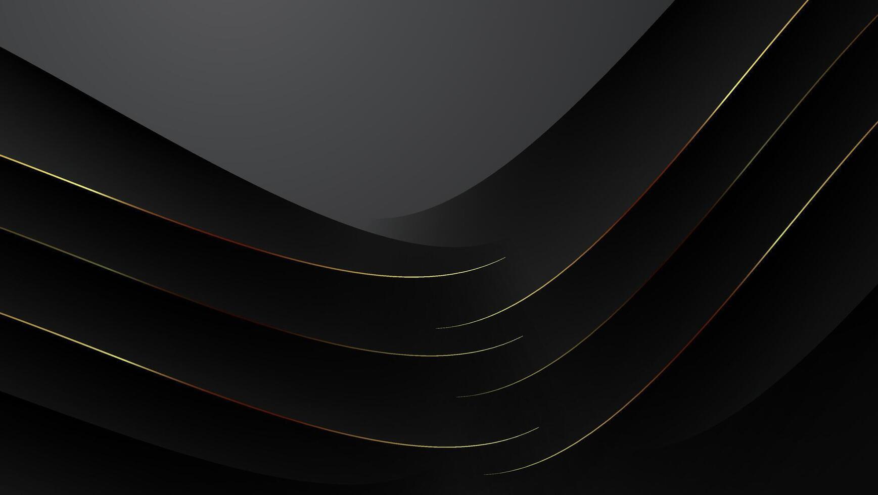 black and gold background with wavy lines vector