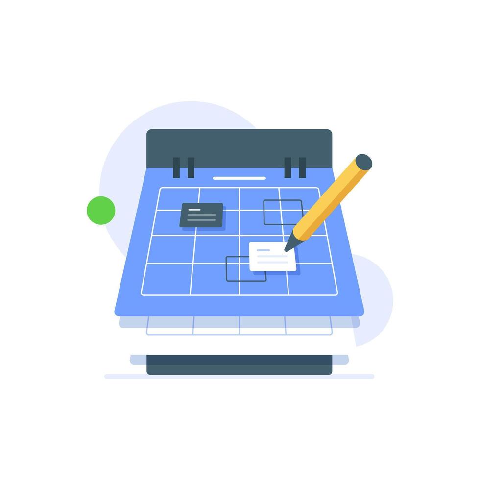 Calendar and pencil marking one day on it,Time management concept vector