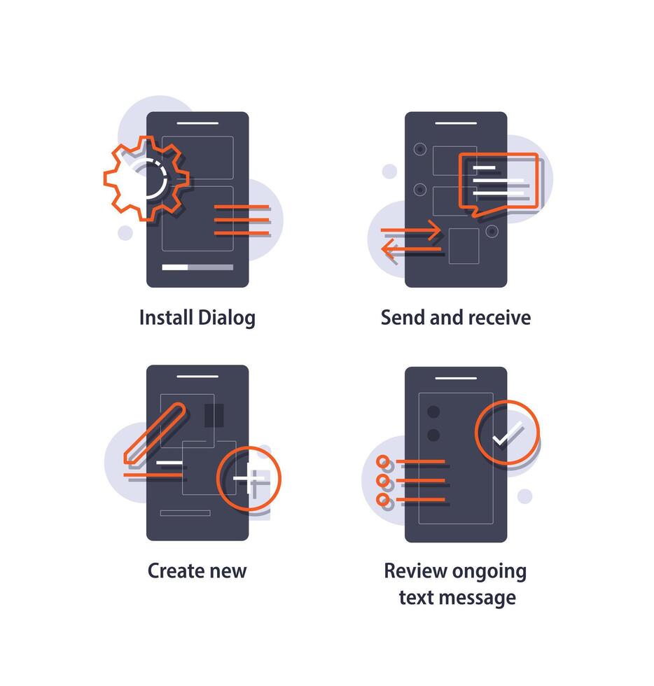 Send and receive messages,Notification message concept SMS bubble on the screen vector