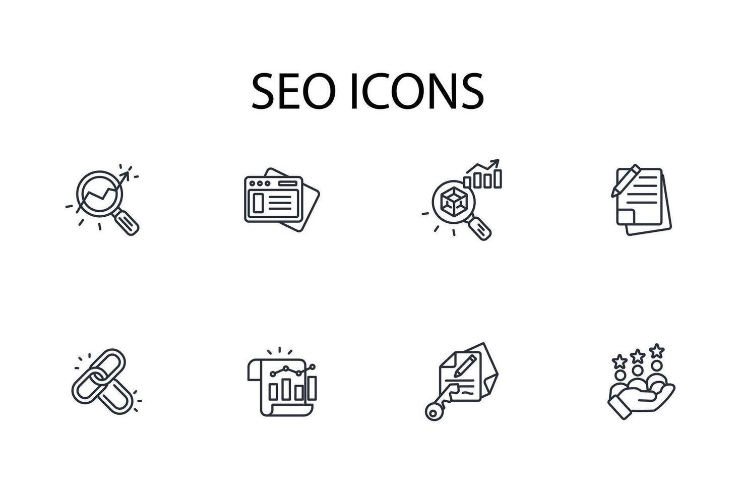 SEO icon set..Editable stroke.linear style sign for use web design,logo.Symbol illustration. vector