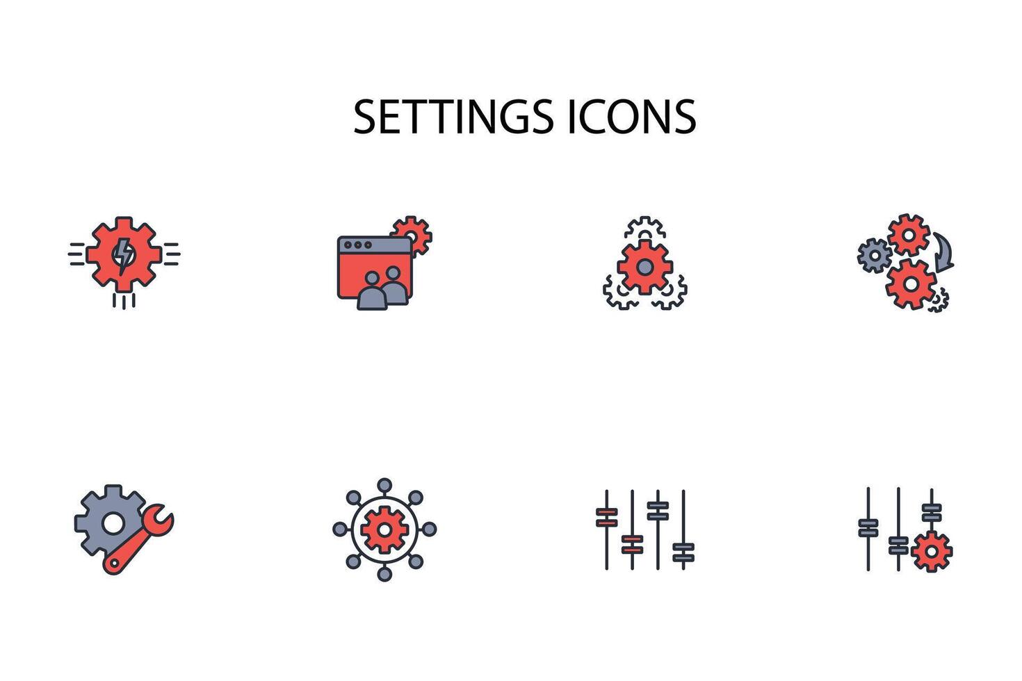Settings icon set..Editable stroke.linear style sign for use web design,logo.Symbol illustration. vector