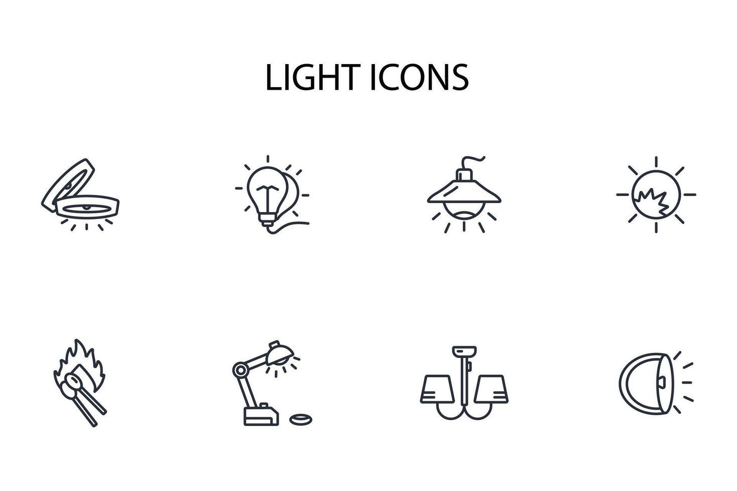 Light icon set..Editable stroke.linear style sign for use web design,logo.Symbol illustration. vector
