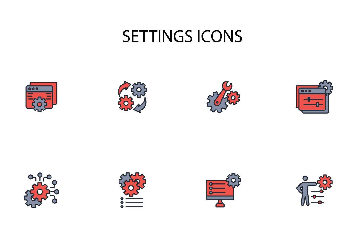 Settings icon set..Editable stroke.linear style sign for use web design,logo.Symbol illustration. vector