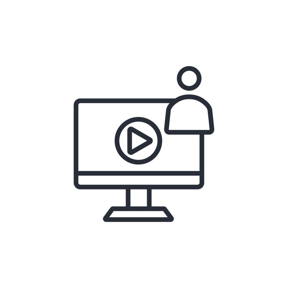 audio course icon. .Editable stroke.linear style sign for use web design,logo.Symbol illustration. vector