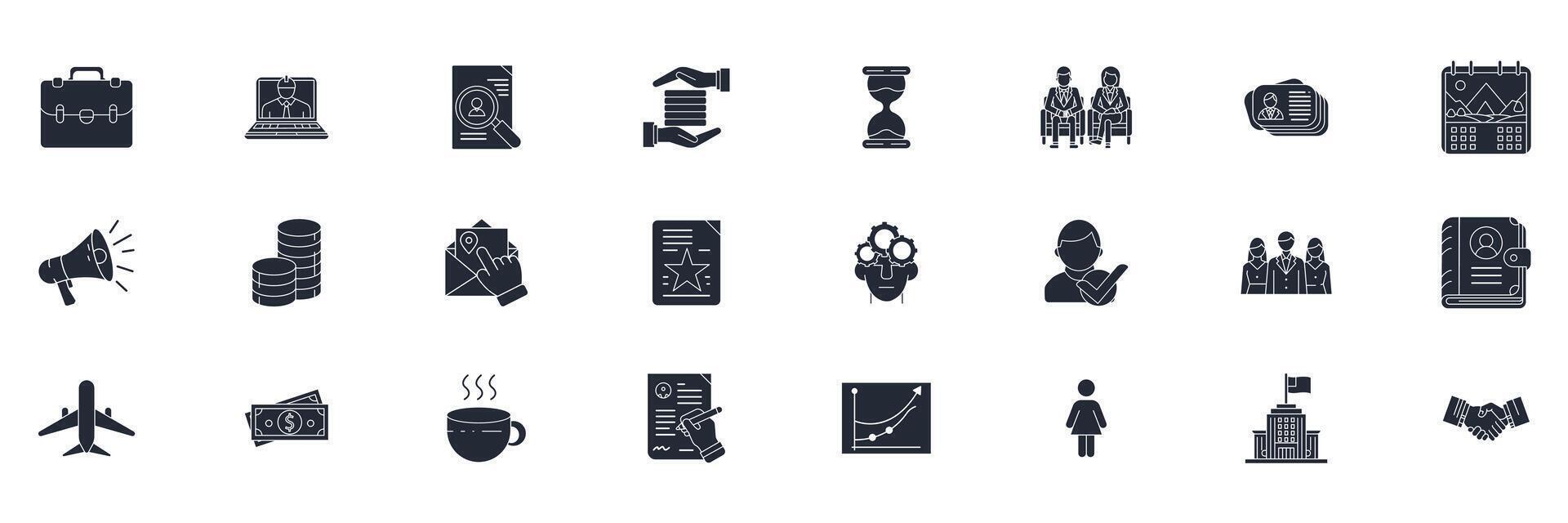 head hunting business icons set, Included icons as Briefcase, Target, Handshake, Calendar and more symbols collection, logo isolated illustration vector