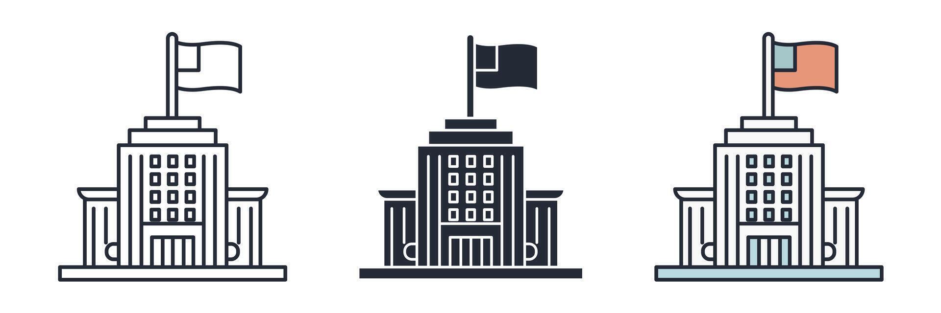Building with a Flag Icon theme symbol illustration isolated on white background vector