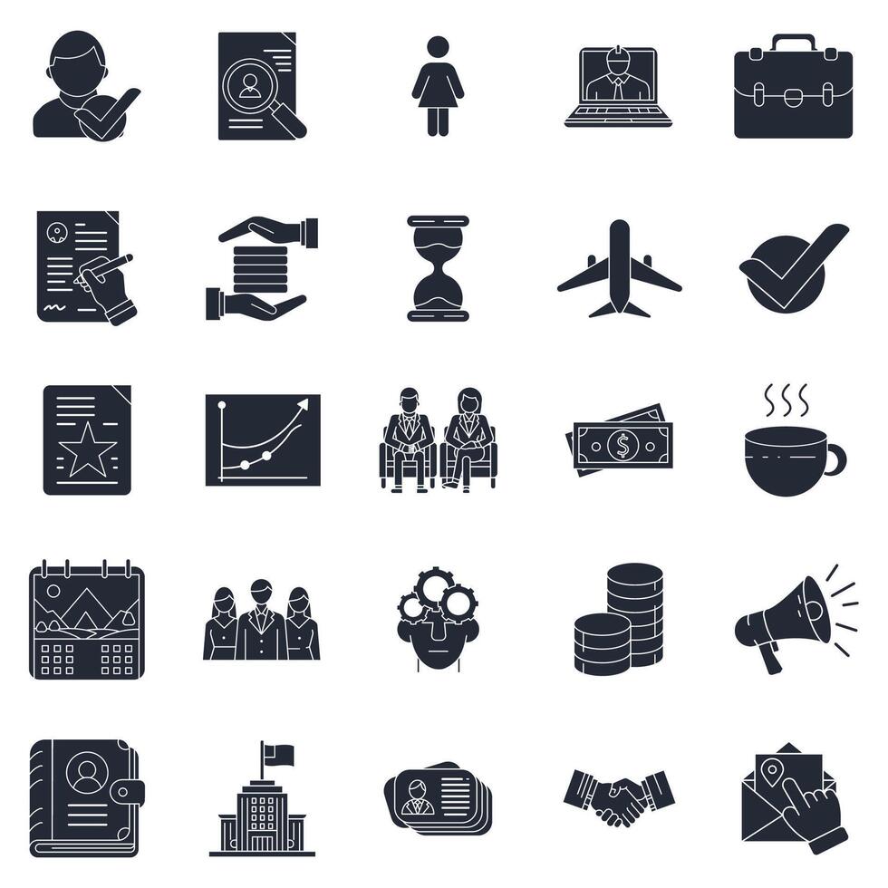 head hunting business icons set, Included icons as Briefcase, Target, Handshake, Calendar and more symbols collection, logo isolated illustration vector