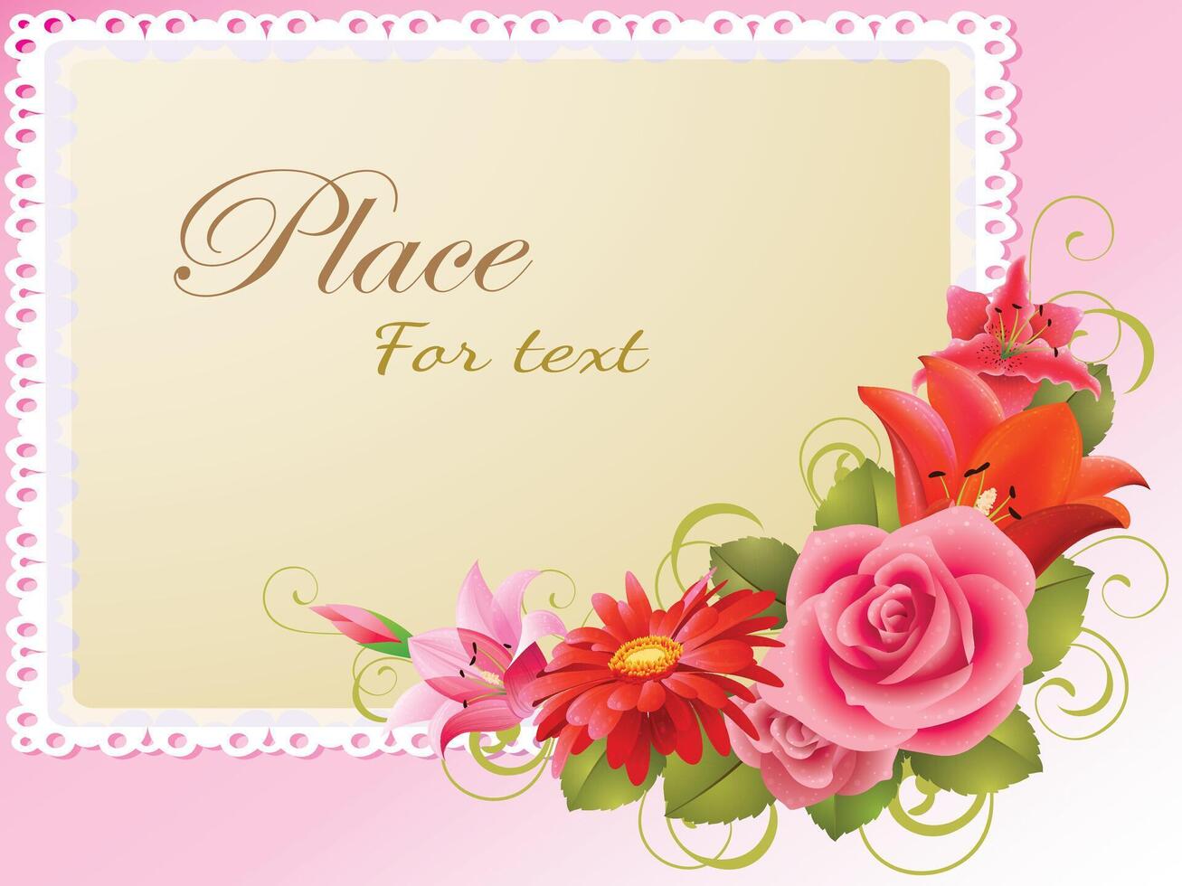 Greeting Card Flyer or Wedding card with spring floral theme vector