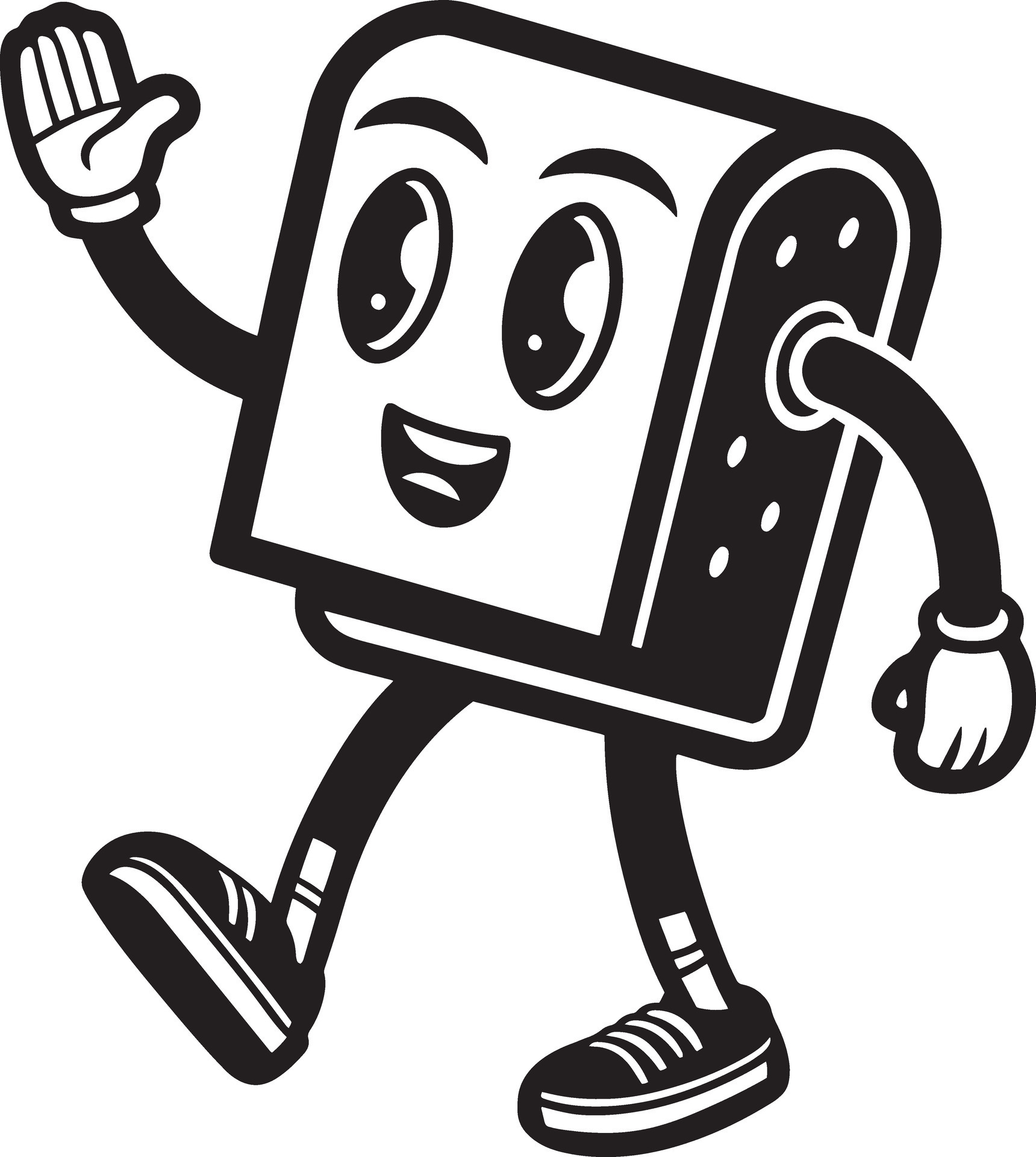 retro funny cartoon character illustration black and white 46267224