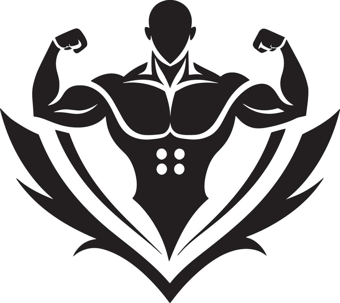 fitness and bodybuilder logo illustration black and white vector