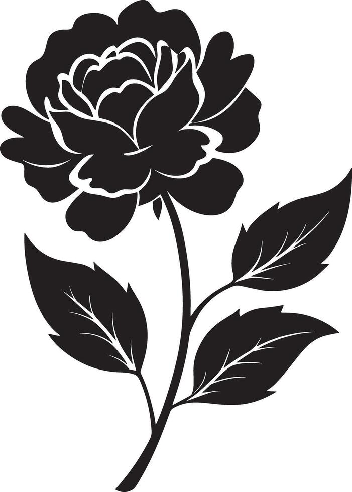 black and white flower silhouette illustration black and white vector