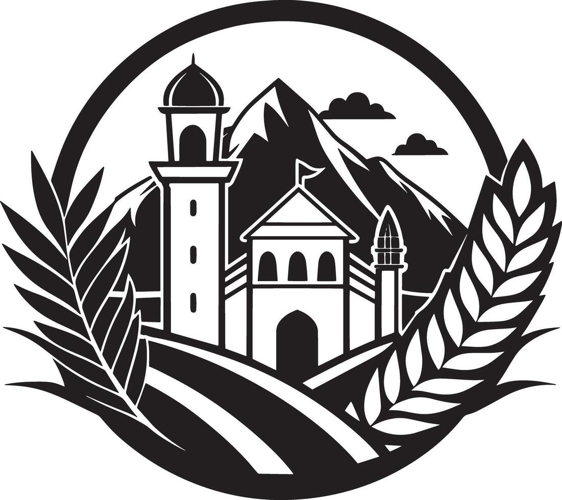 islamic logo illustration black and white vector