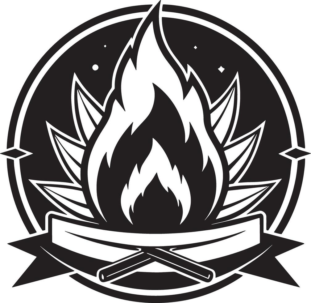 minimal and mordern fire logo black and white illustration vector