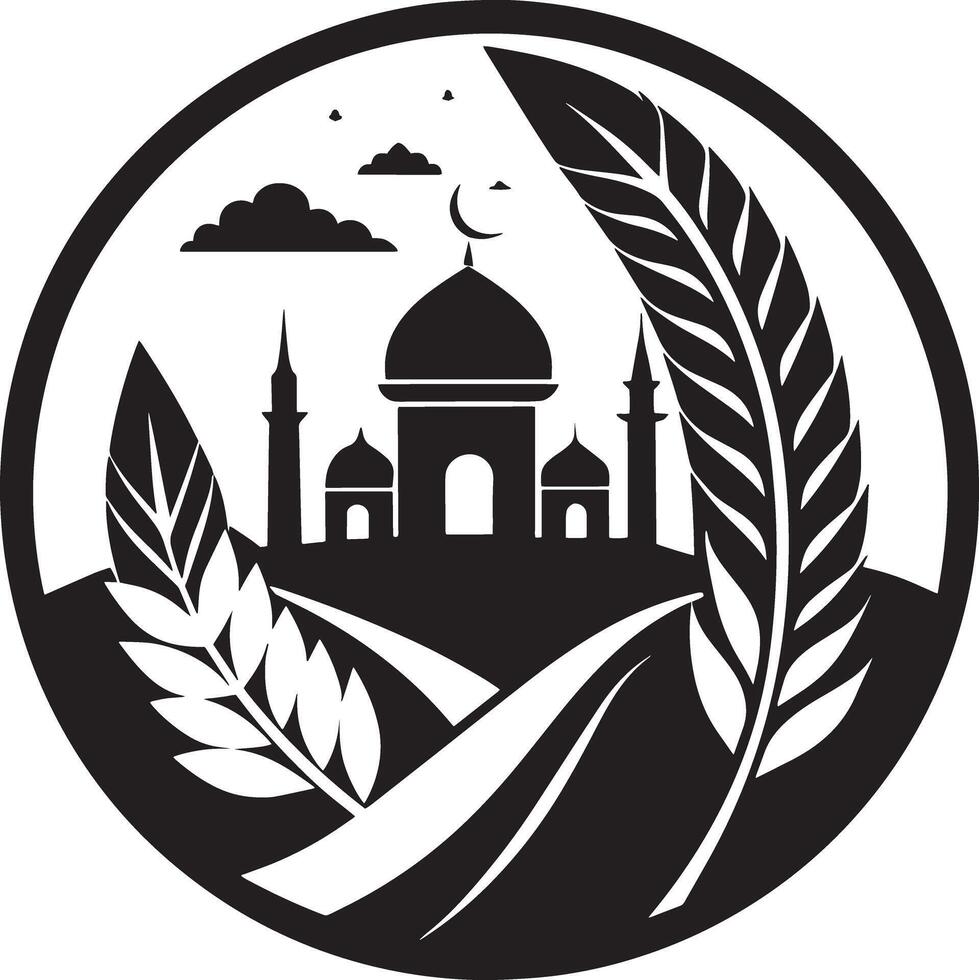 islamic logo illustration black and white vector