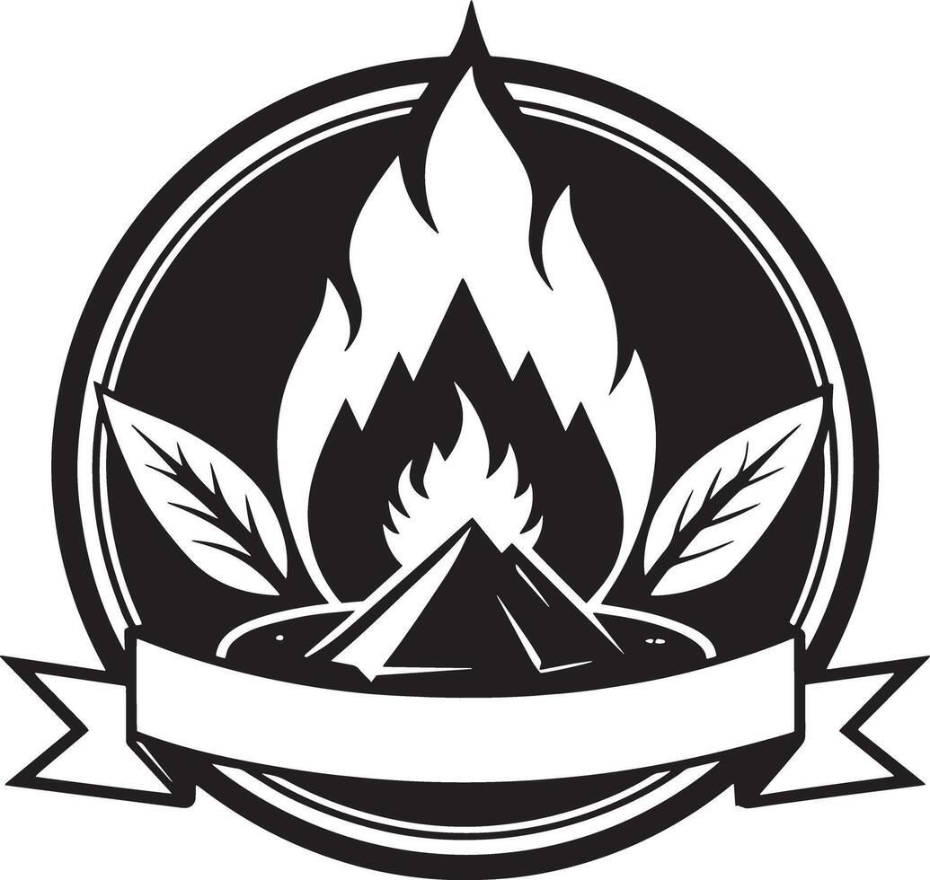 minimal and mordern fire logo black and white illustration vector