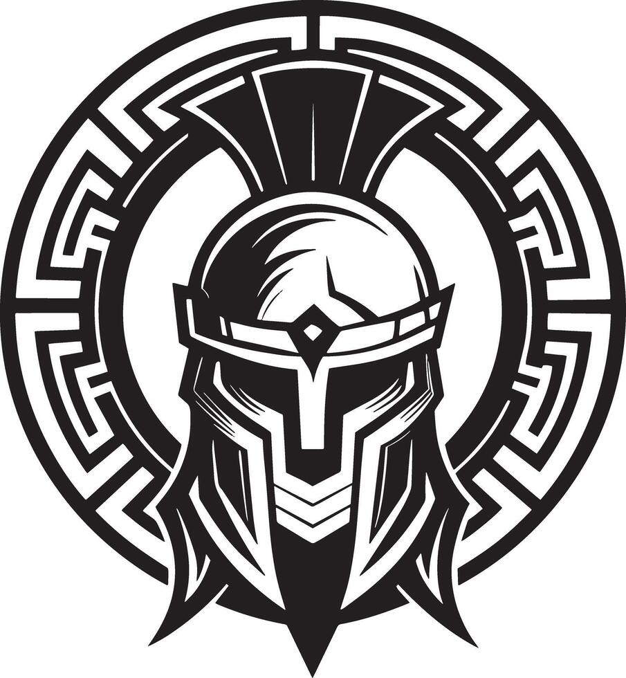 Viking Warrior logo design illustration black and white vector