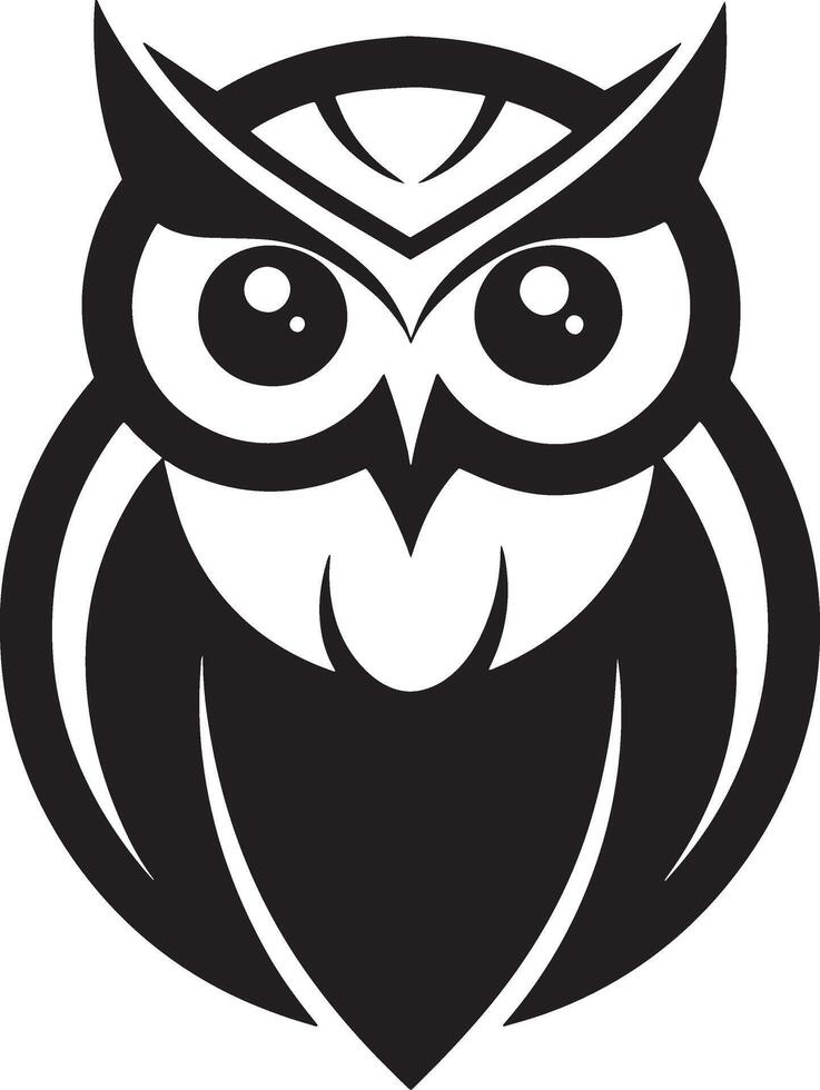head of a owl logo design illustration black and white vector