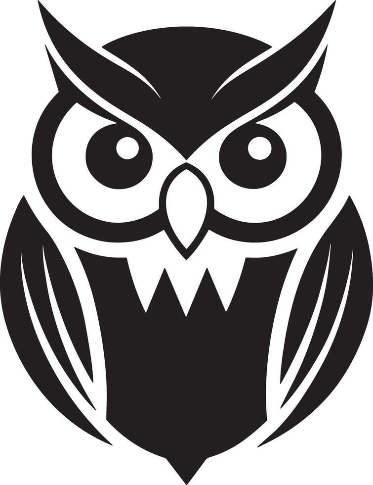 head of a owl logo design illustration black and white vector