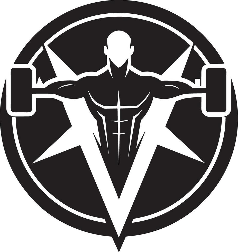 fitness and bodybuilder logo illustration black and white vector