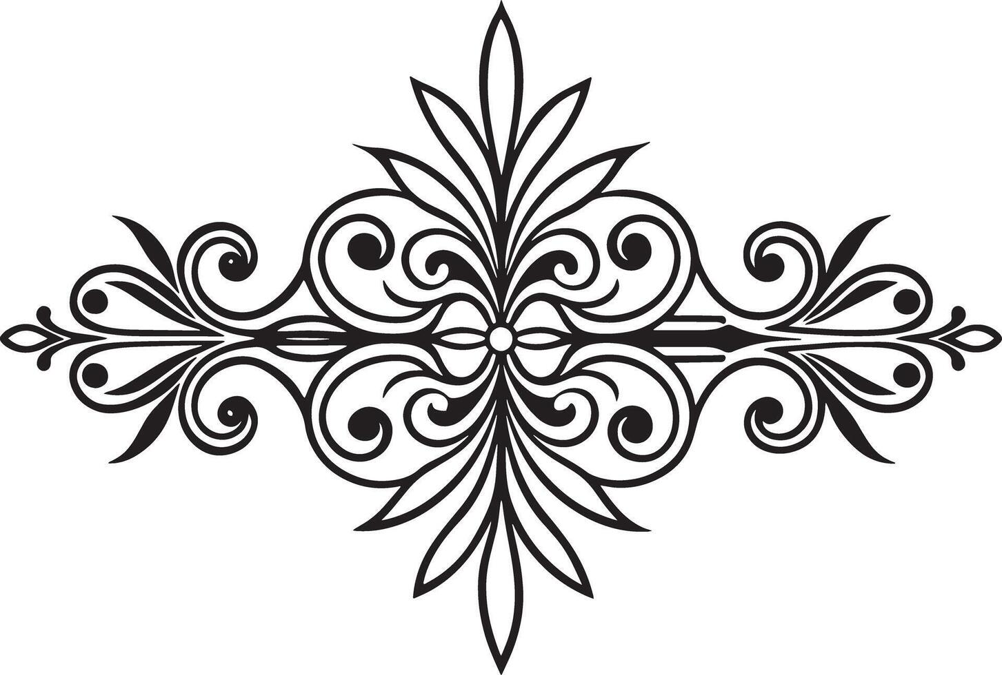 abstract floral ornament illustration black and white vector